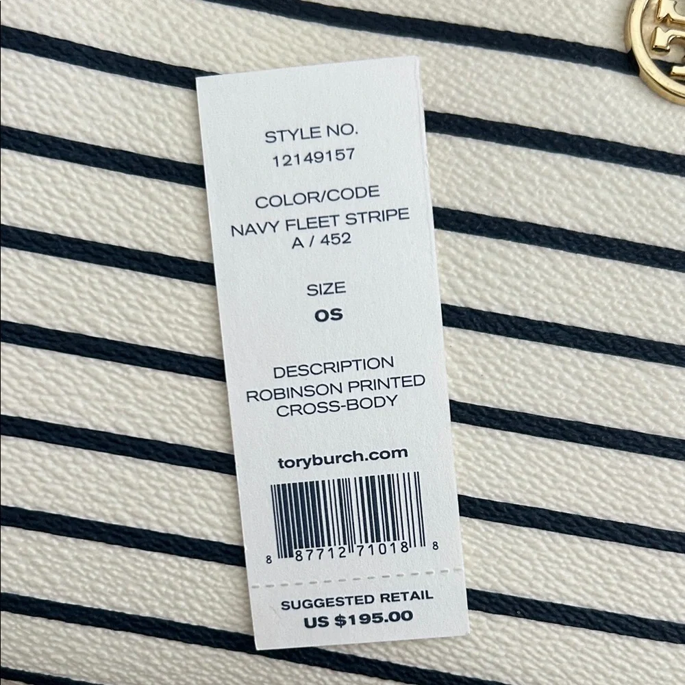 Tory Burch Blue and Cream Striped Crossbody bag